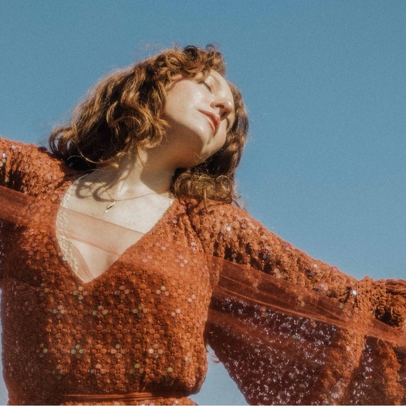 Burnt Orange Sequined Crochet Dress size XS/S by Sundress - Picture 11 of 13